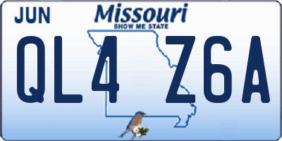 MO license plate QL4Z6A