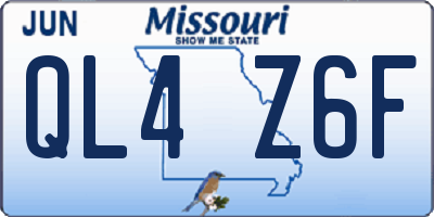 MO license plate QL4Z6F