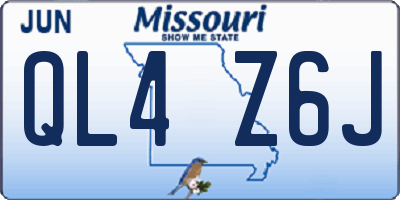 MO license plate QL4Z6J