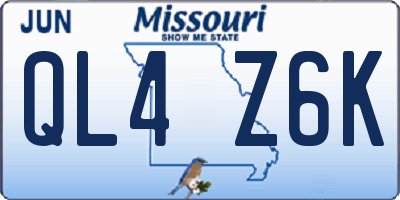 MO license plate QL4Z6K