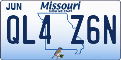MO license plate QL4Z6N