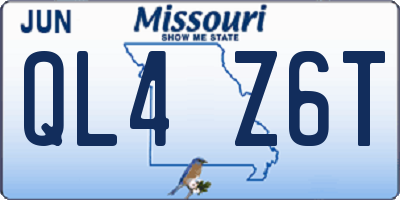 MO license plate QL4Z6T