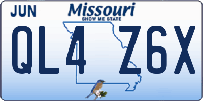 MO license plate QL4Z6X