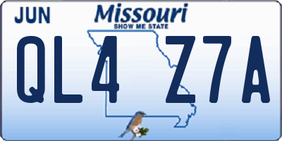 MO license plate QL4Z7A