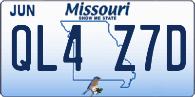 MO license plate QL4Z7D