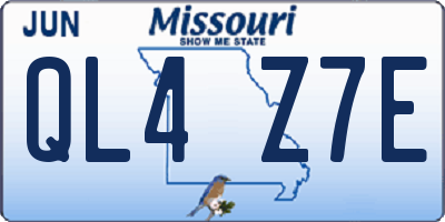 MO license plate QL4Z7E