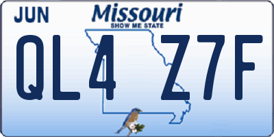 MO license plate QL4Z7F