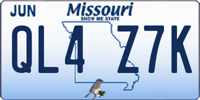 MO license plate QL4Z7K