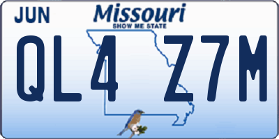 MO license plate QL4Z7M