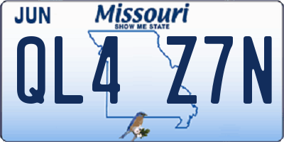 MO license plate QL4Z7N
