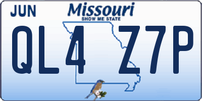 MO license plate QL4Z7P