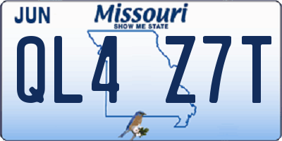 MO license plate QL4Z7T