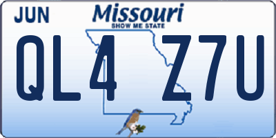 MO license plate QL4Z7U