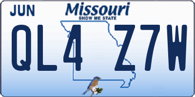 MO license plate QL4Z7W