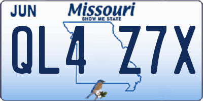 MO license plate QL4Z7X