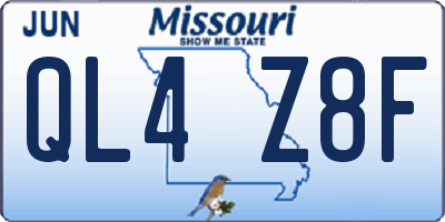 MO license plate QL4Z8F
