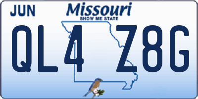 MO license plate QL4Z8G