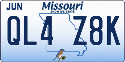 MO license plate QL4Z8K