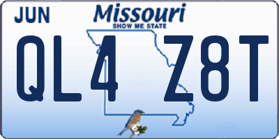 MO license plate QL4Z8T