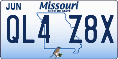 MO license plate QL4Z8X
