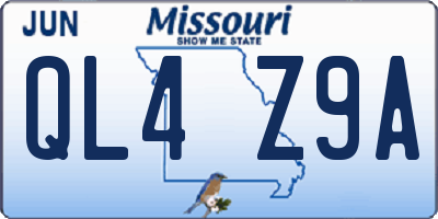 MO license plate QL4Z9A