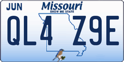 MO license plate QL4Z9E