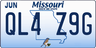 MO license plate QL4Z9G