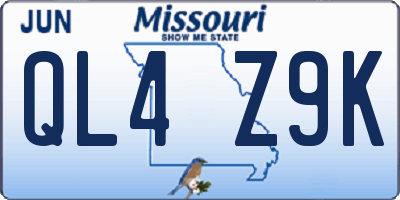 MO license plate QL4Z9K
