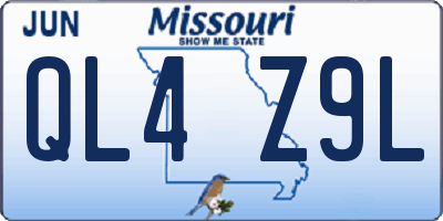 MO license plate QL4Z9L