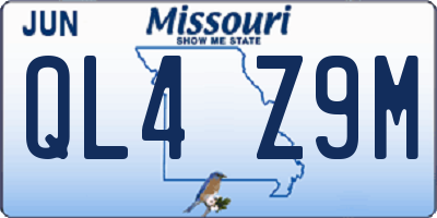 MO license plate QL4Z9M