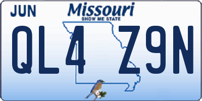 MO license plate QL4Z9N
