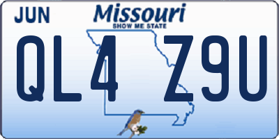 MO license plate QL4Z9U
