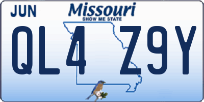 MO license plate QL4Z9Y