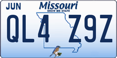 MO license plate QL4Z9Z