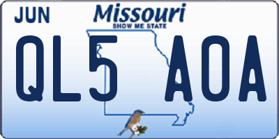MO license plate QL5A0A