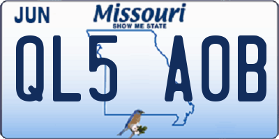 MO license plate QL5A0B