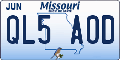 MO license plate QL5A0D