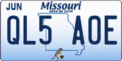 MO license plate QL5A0E