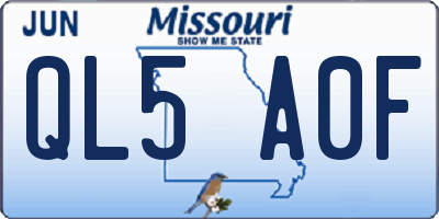 MO license plate QL5A0F