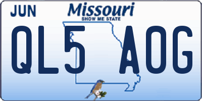 MO license plate QL5A0G