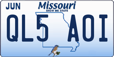 MO license plate QL5A0I