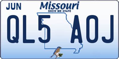 MO license plate QL5A0J