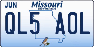 MO license plate QL5A0L