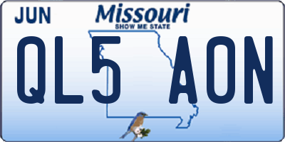 MO license plate QL5A0N
