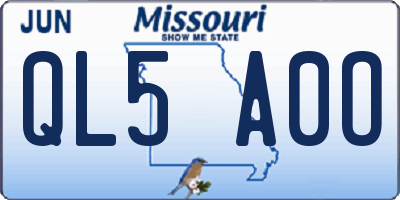 MO license plate QL5A0O