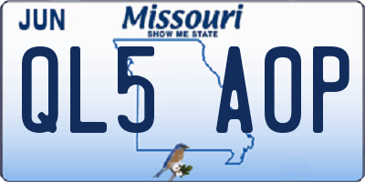 MO license plate QL5A0P
