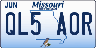 MO license plate QL5A0R