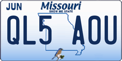 MO license plate QL5A0U