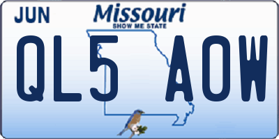 MO license plate QL5A0W