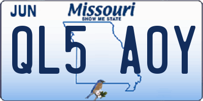 MO license plate QL5A0Y